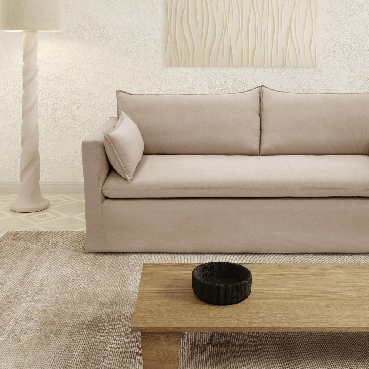 SCHLAFSOFA GERADE Leinen und Baumwolle Taupe 206cm - Taupe, Textil (206/93/89cm) - Sia Home