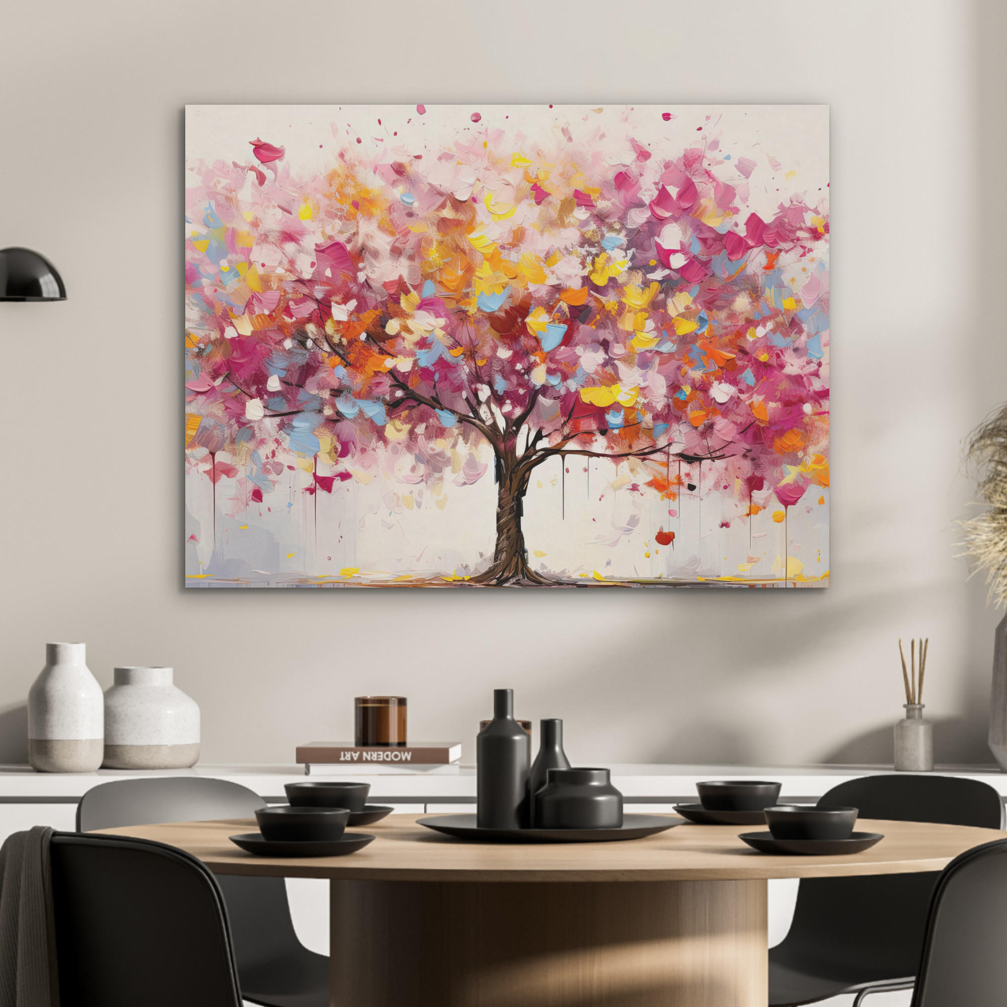 AKUSTIKPANEEL Aquarell - Baum - Kunst - Abstrakt 80x60 cm - Multicolor, Textil (80/0.9/60cm) - MuchoWow