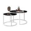 COUCHTISCH 2-in-1 CIRI GLASS mit schwarzer und weißer Struktur - Weiß, Holzwerkstoff (70/70/47cm) - Lookway