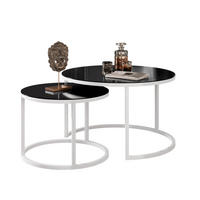 COUCHTISCH 2-in-1 CIRI GLASS mit schwarzer und weißer Struktur - Weiß, Holzwerkstoff (70/70/47cm) - Lookway