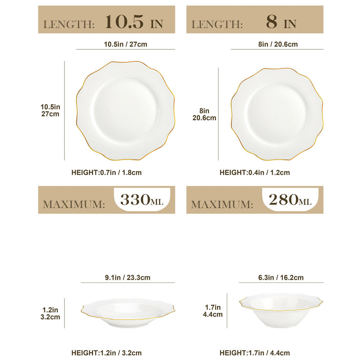 KOMBISERVICE 16-teilig aus Keramik, Cremeweiß, Geschirrset für 4 Personen - Weiß, Keramik (27/1.8/27cm) - Kaket