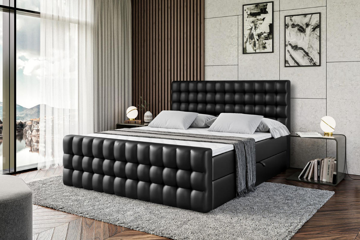 BOXBETT VIONE-Z - 140 x 200 - H4 - Schwarz Hochglanz - Schwarz Hochglanz, Holzwerkstoff (140/200cm) - ALTDECOR