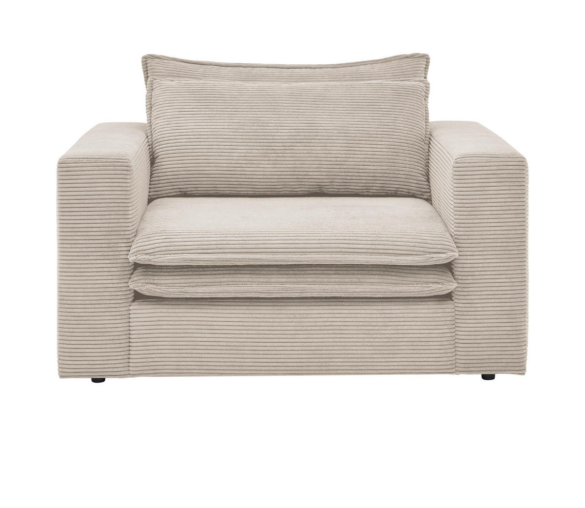 LOVESEAT beige Cord, Loungesessel 125 cm - Beige, Holz/Kunststoff (125/83/91cm) - Furn.Design