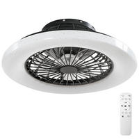 LED DECKENLEUCHTE MIT VENTILATOR Storm, Ø 50 cm, mit Fernbedienung, schwarz - Schwarz, Metall (50/50/17.5cm) - tectake
