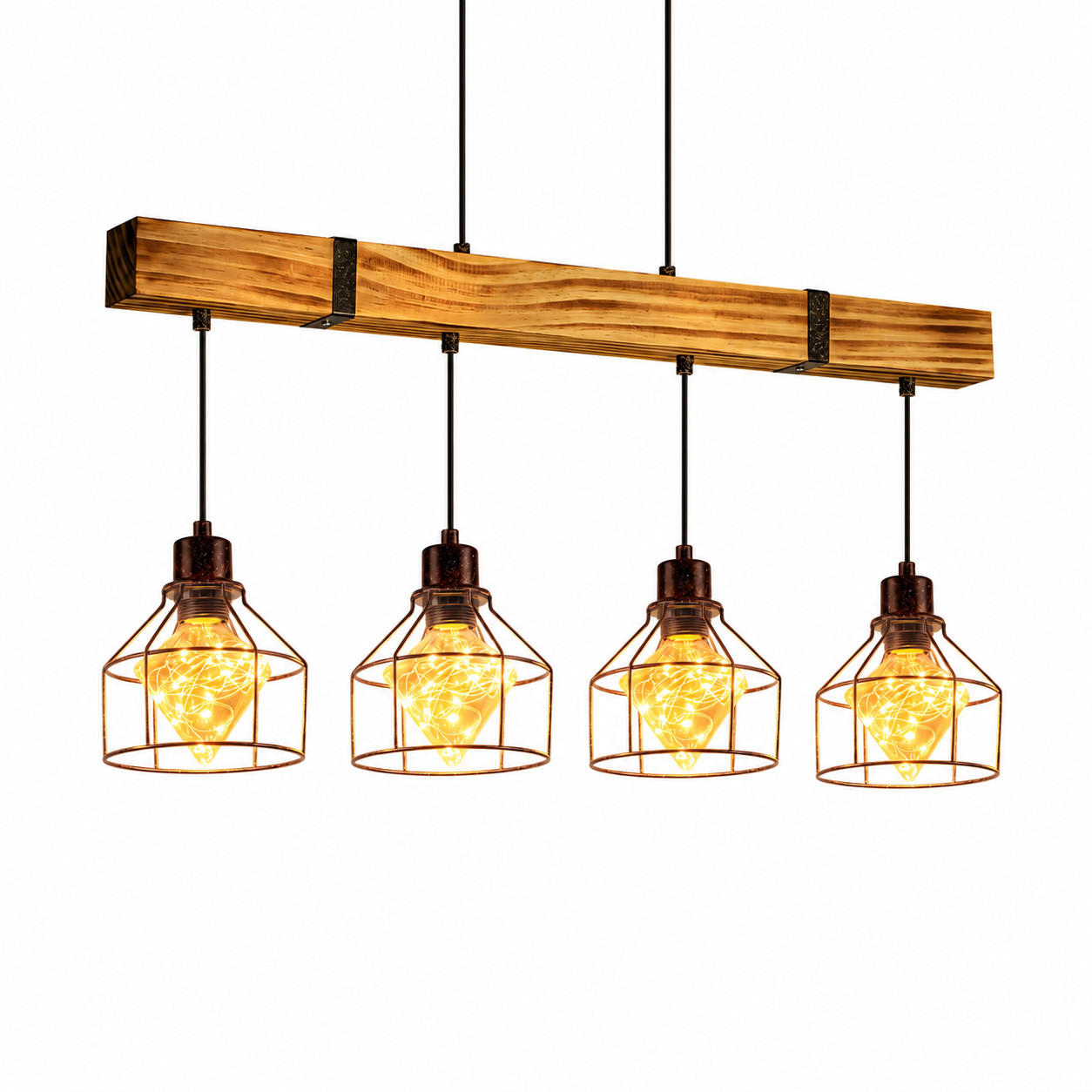 PENDELLEUCHTE Sylthar 80/15/170 cm - Schwarz/Braun, Holz/Metall (80/15/170cm) - ZMH