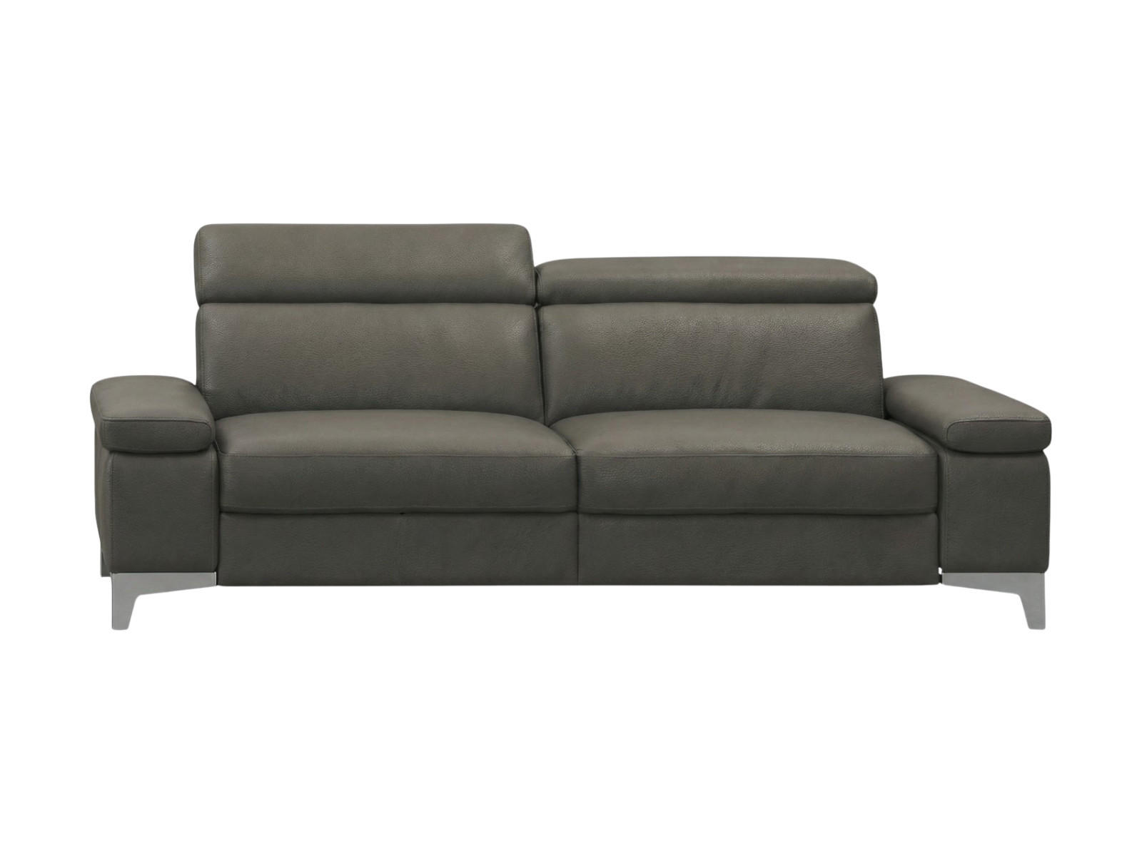 3-SITZER Sofa Talisman Echtleder Greige - Greige, Leder/Metall (216/80/100cm)