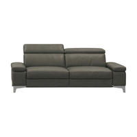 3-SITZER Sofa Talisman Echtleder Greige - Greige, Leder/Metall (216/80/100cm)