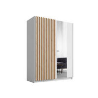 SCHIEBETÜRENSCHRANK DIVORA 10 -150,6×198,5×55 cm mit Spiegel, Regalen & Kleiderstange Weiß - Weiß, Holz/Holzwerkstoff (150.6/198.5/55cm) - Milaros Markt