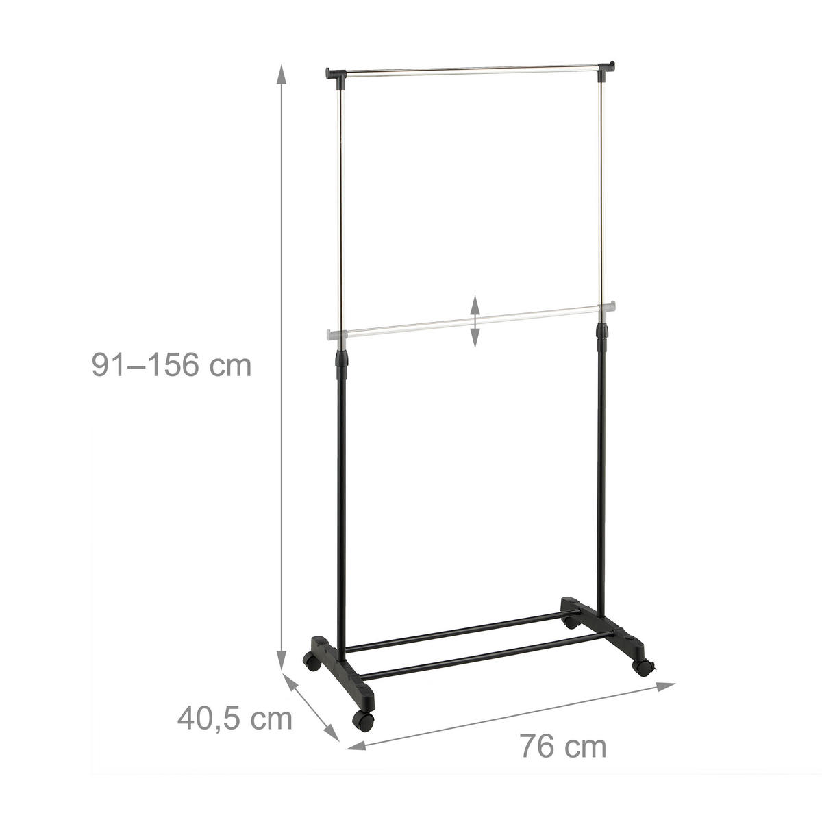 STOJAN na šaty - čierna, kov/plast (76/156/40.5cm) - Relaxdays