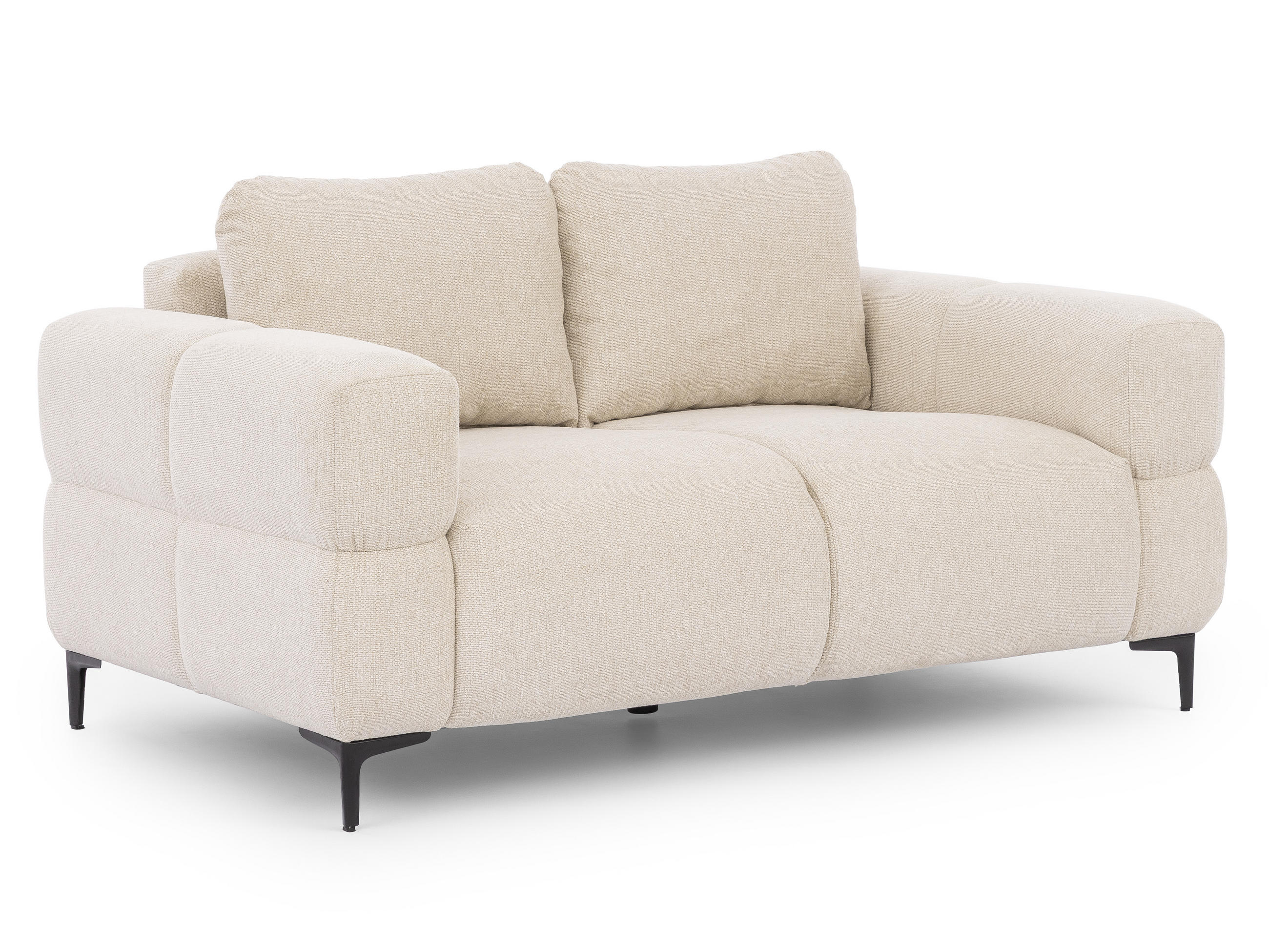 2-SITZER-SOFA Cardea in Bubble-Optik aus weichem Hellbeige Strukturstoff mit hohem Sitzkomfort - Beige/Schwarz, Holz/Textil (154/80/97cm) - S-Style Möbel