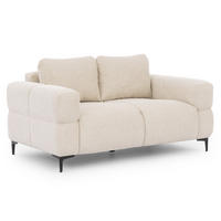 2-SITZER-SOFA Cardea in Bubble-Optik aus weichem Hellbeige Strukturstoff mit hohem Sitzkomfort - Beige/Schwarz, Holz/Textil (154/80/97cm) - S-Style Möbel