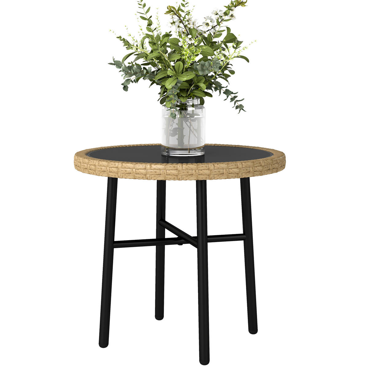 GARTENTISCH DE-13712 mit Glasplatte Natur - Naturfarben, Metall (46/46/43cm) - ComfortXL