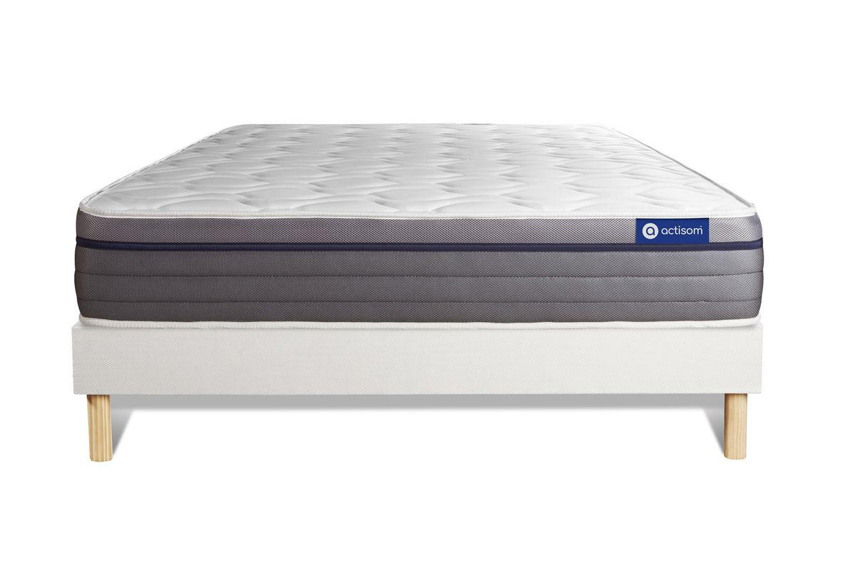 BETT Actimemo zen Memory-Schaum 160 x 195 cm h1 - Kit Bettgestell Weiß - Beige/Weiß, Karton/Holz (160/195cm) - ACTISOM