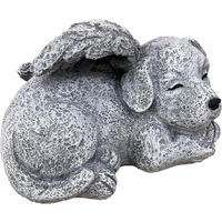 STEINFIGUR Grabschmuck Hund mit Engelsflügeln frostfest Steinguss wetterfest - Grau, Stein (13/10/10cm) - stoneandstyle
