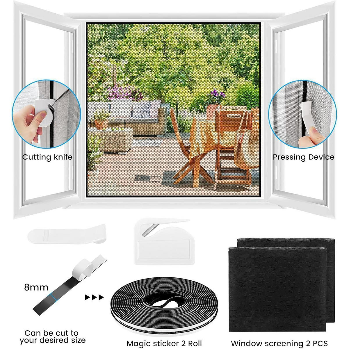 FLIEGENGITTER 2-teiliges Set 100x100 cm Schwarz - Transparent, Textil (15/20/5cm)