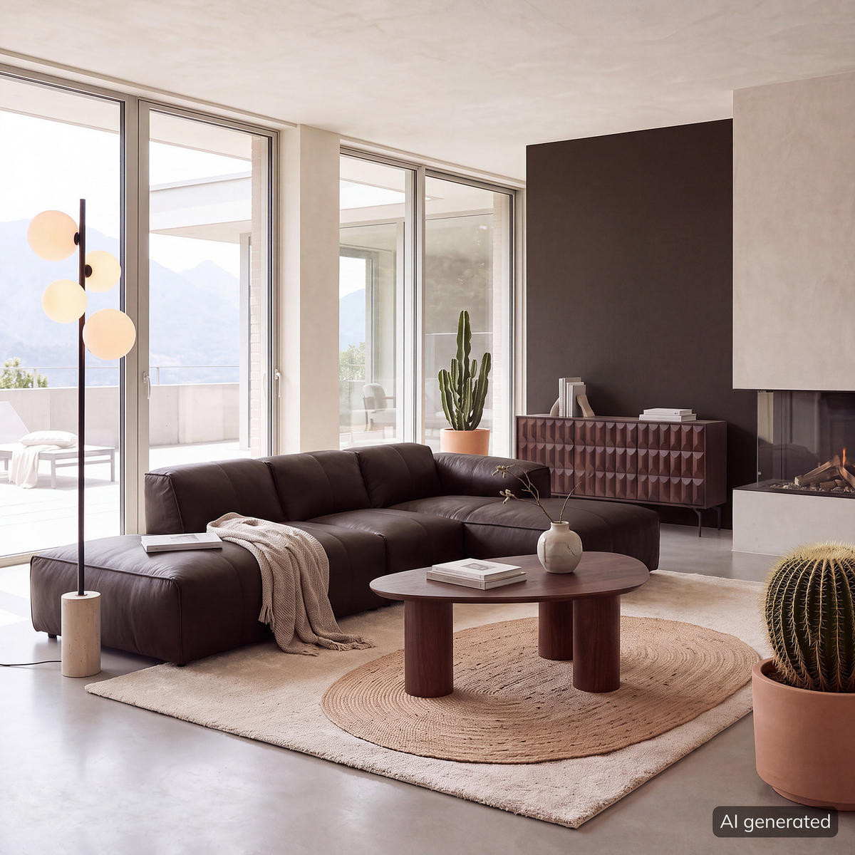 ECKSOFA mit Chaiselongue - Dunkelbraun/Schwarz, Leder/Kunststoff (290/173cm) - home24
