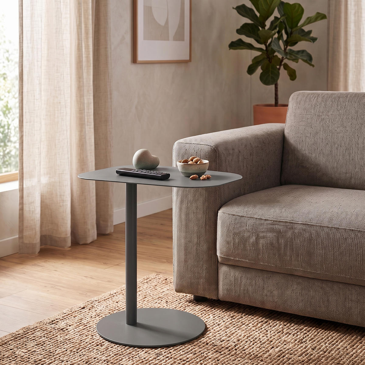 BEISTELLTISCH Nastätten - Grau, Metall (38/50/50cm) - [en.casa]