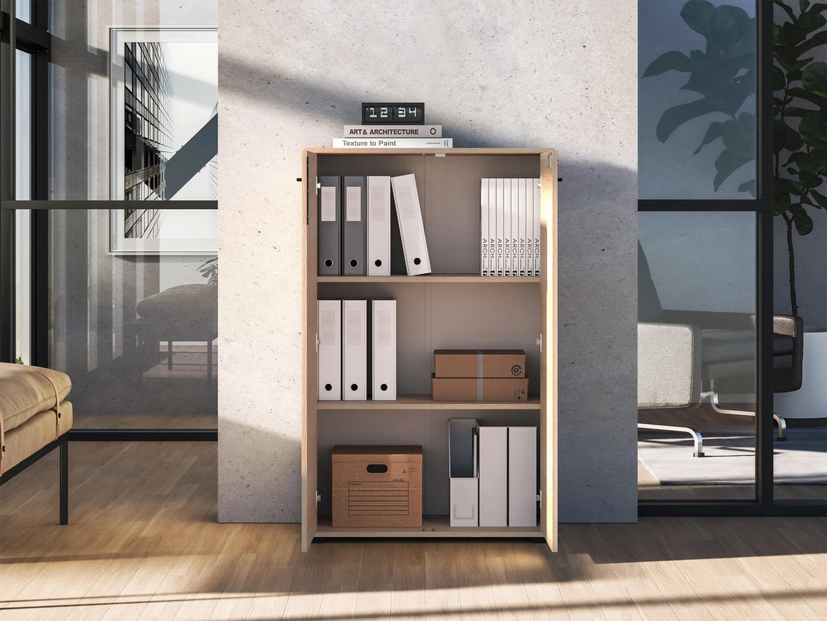 HIGHBOARD Odelis 2-türig 79 cm - Beige/Schwarz, Holzwerkstoff/Kunststoff (79/124/33.7cm) - Selsey