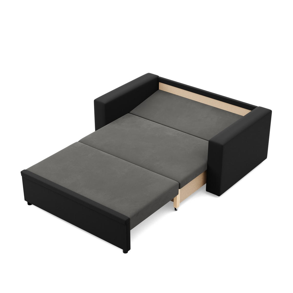 SOFA 2-SITZER MIT SCHLAFFUNKTION LUNA, Dunkelgrau + Schwarz - Dunkelgrau/Schwarz, Textil (148/90/87cm)