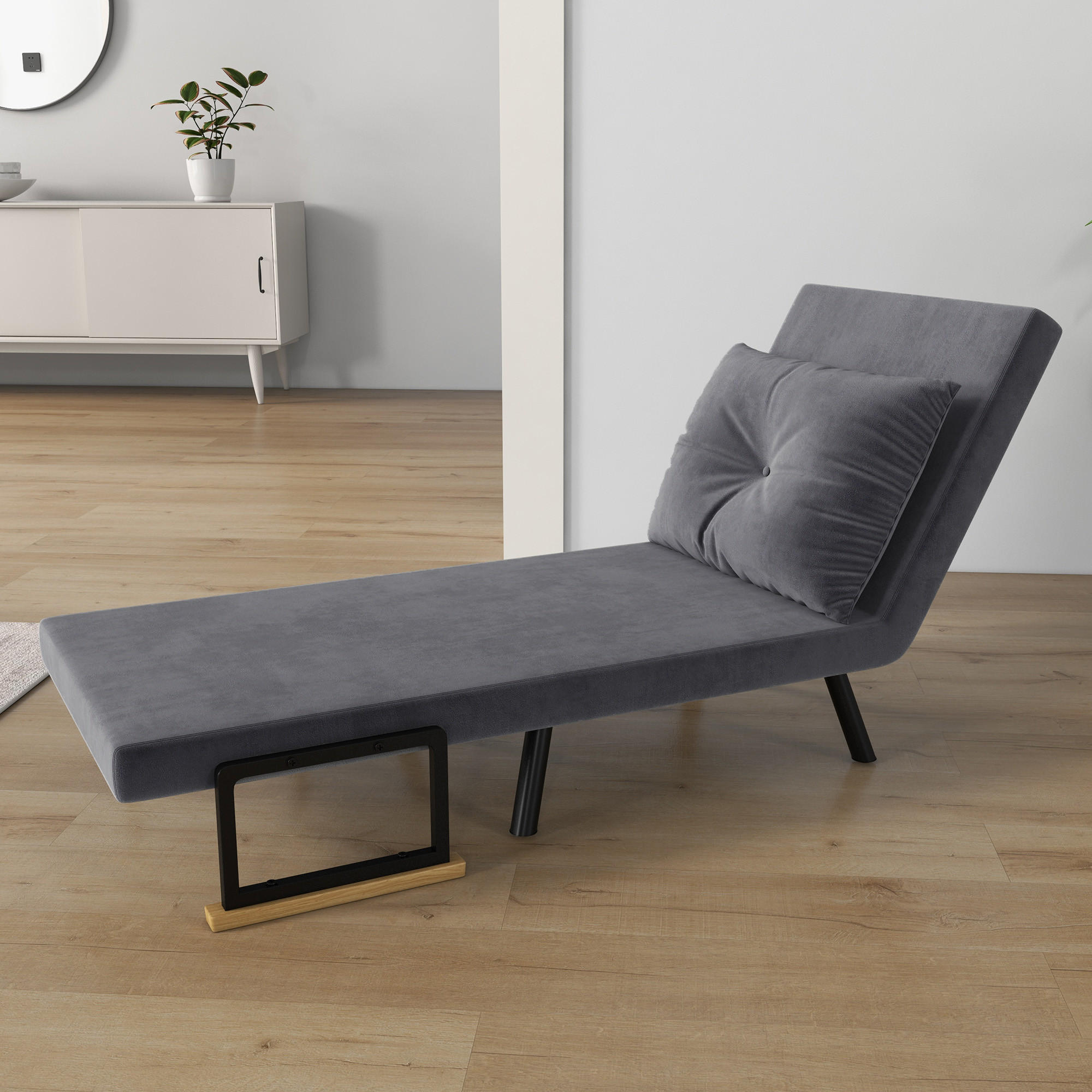 SCHLAFSESSEL, Stahl Polyester Dunkelgrau - Dunkelgrau, Metall (73/81/63cm) - HOMCOM