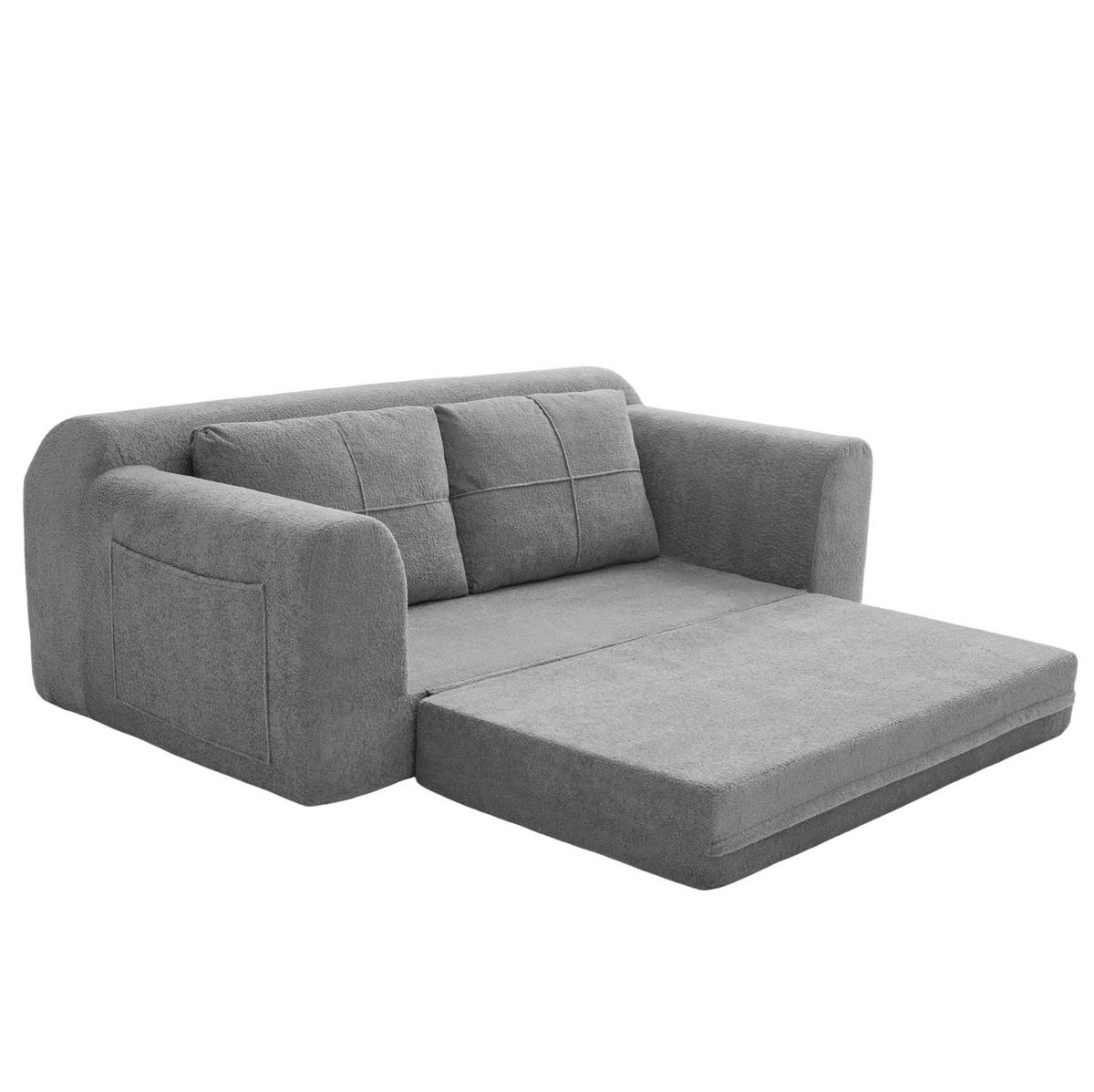 SCHLAFSOFA aus Stoff 179x95x79 cm Dunkelgrau klappbar als Bodenbett, 2-in-1 und platzsparend - Dunkelgrau, Textil (178/61.5/96cm) - Modfu