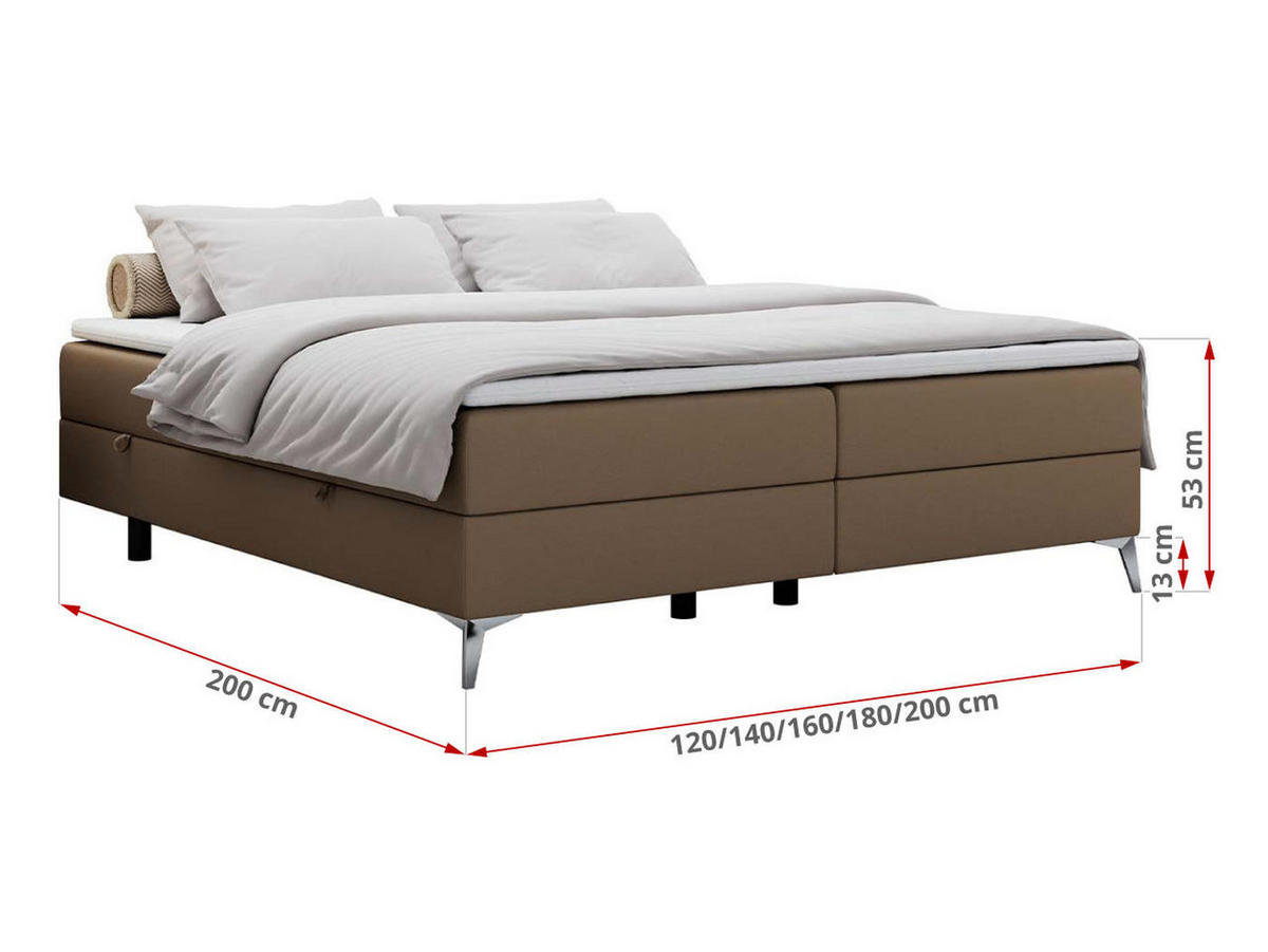 BOXBETT LESS 200/200 Braun Kunstleder - H4 - Braun, Holz/Textil (200/200cm) - MKS