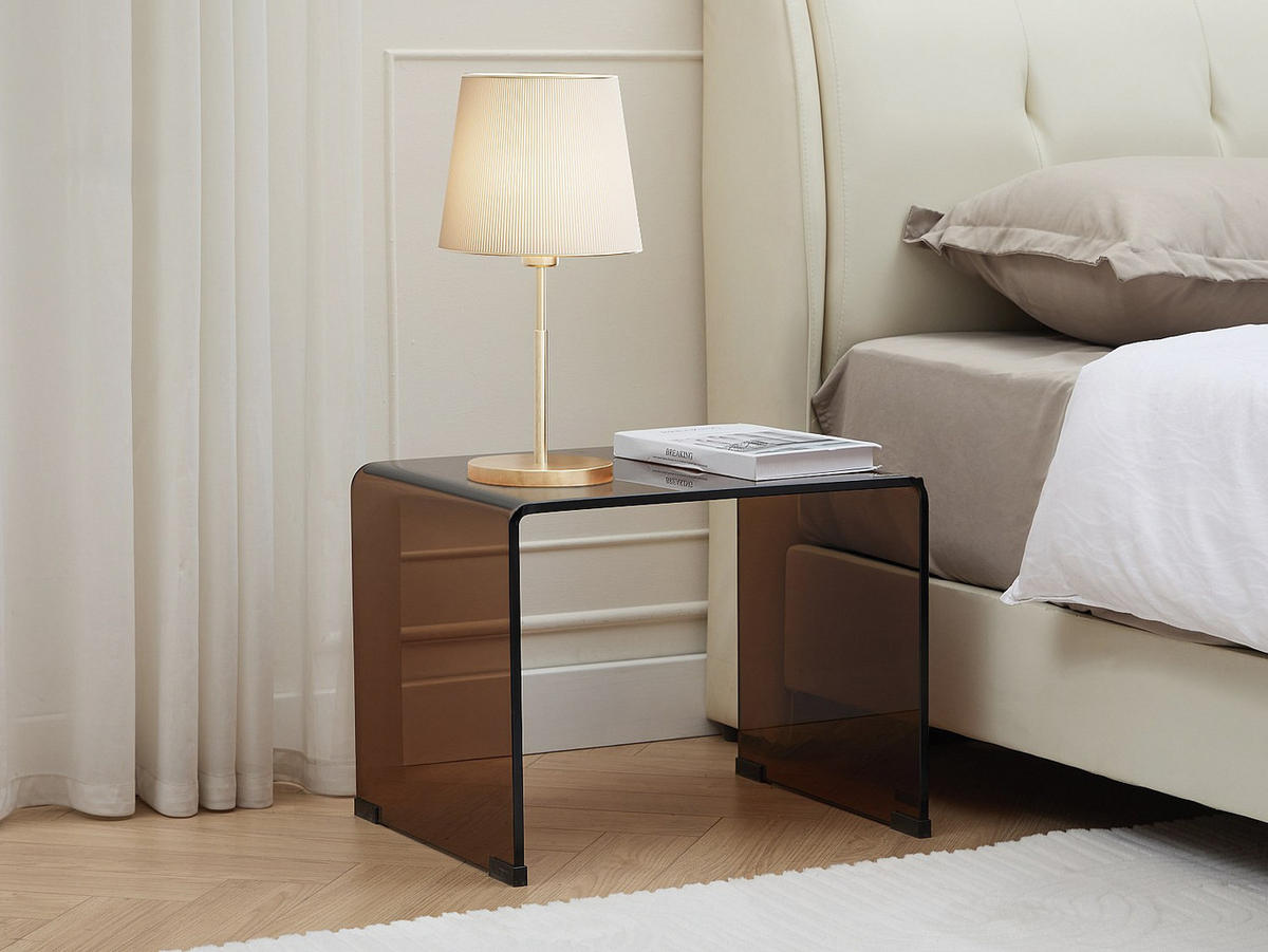 NACHTTISCH - 50 cmcm x 40 cmcm - Glas - Transparent, Braun - SUZANA - Transparent/Braun, Glas (50/40/40cm) - Vente-Unique