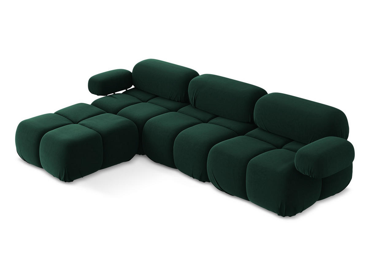 ECKSOFA Beidseitig Samt Stoff Grün - Blau/Dunkelgrün, Kunststoff/Textil (285/191cm) - Makamii
