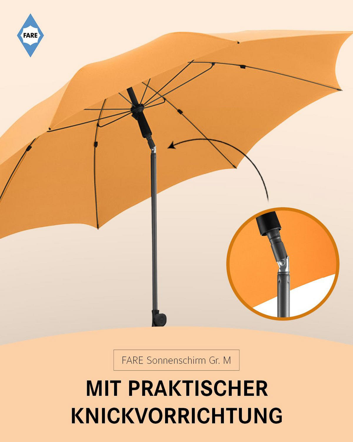 SONNENSCHIRM 180/180/126 cm - Orange, Kunststoff (180/180cm) - FARE