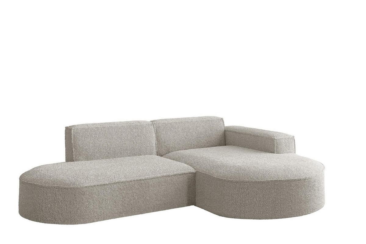 ECKSOFA Designer L-Form MODENA STUDIO Stoff Loop Creme Rechts - Creme, Holz (236/165cm) - Kaiser Möbel