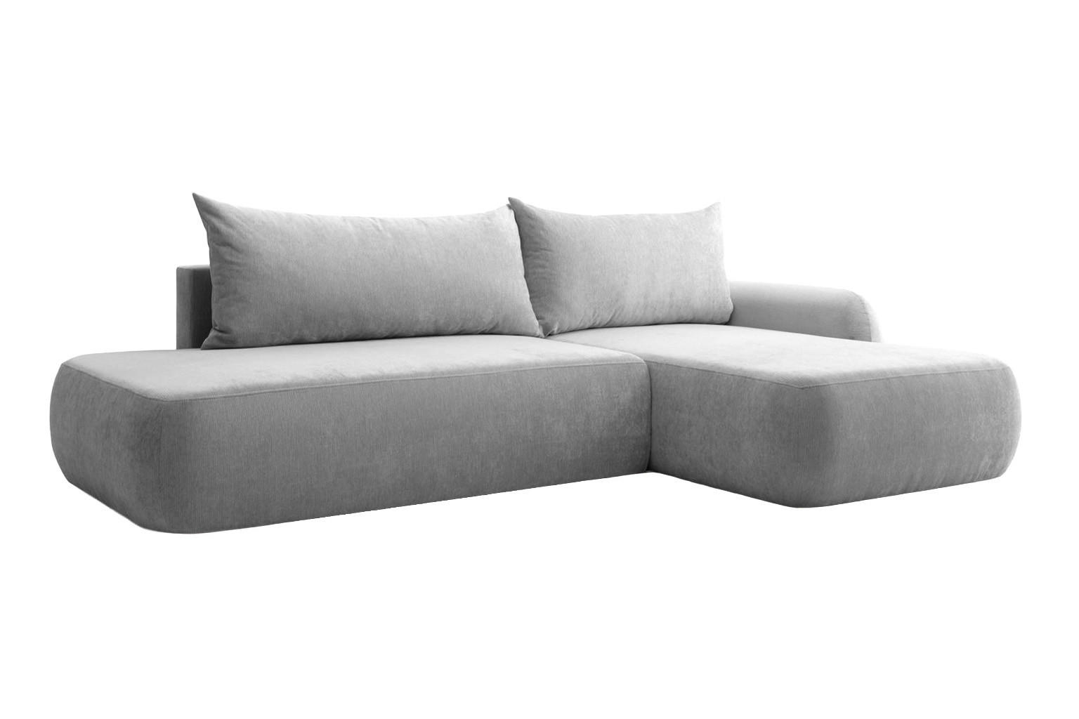 ECKSOFA Mit Schlaffunktion Und Bettkasten, Velvet-Stoff Vena, Grau, Rechts, HELA I - Grau, Holz (302/184cm) - Kaiser Möbel