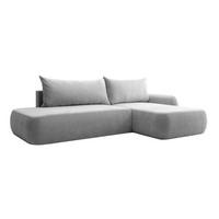 ECKSOFA Mit Schlaffunktion Und Bettkasten, Velvet-Stoff Vena, Grau, Rechts, HELA I - Grau, Holz (302/184cm) - Kaiser Möbel