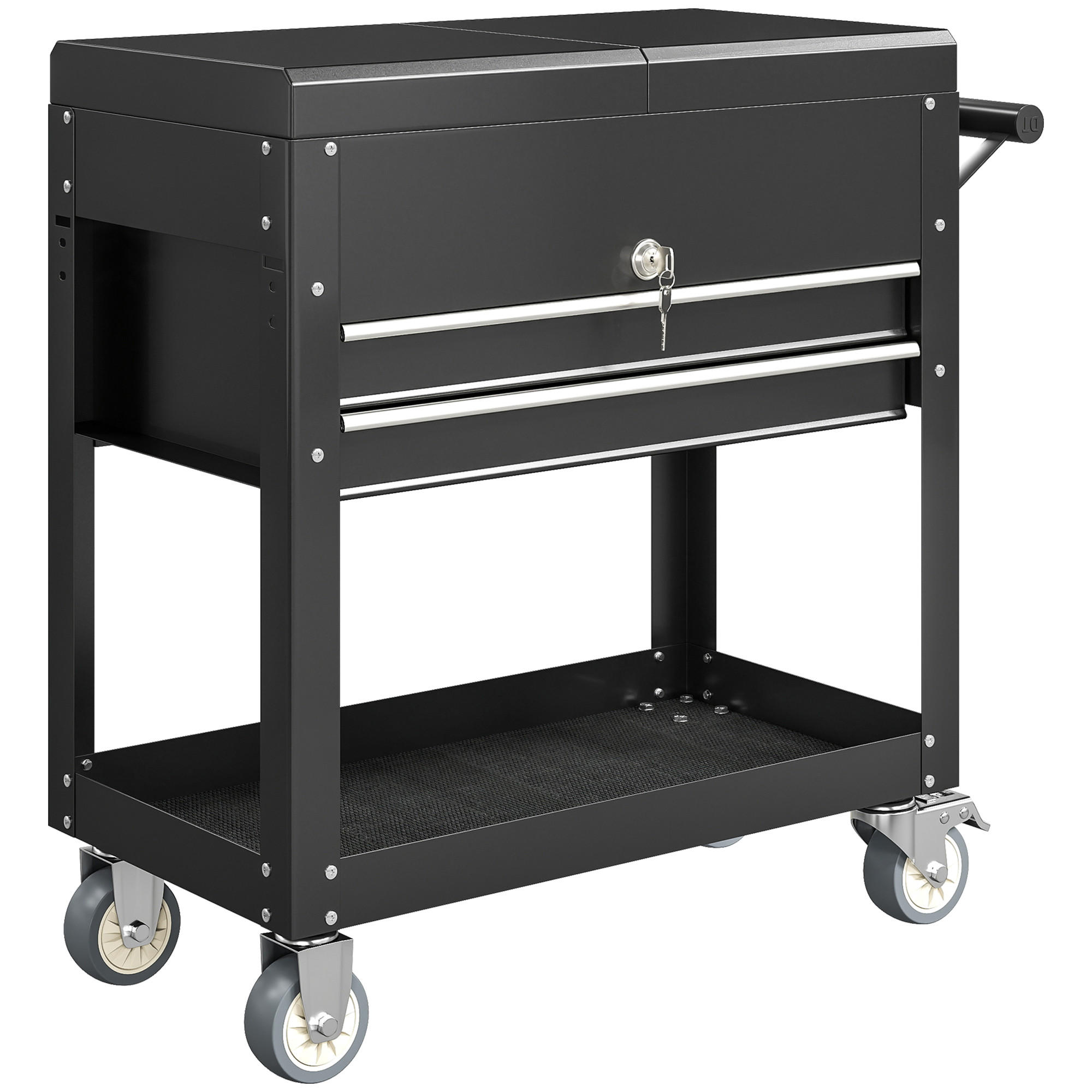 Homcom Werkstattwagen Schwarz 38x80x130 cm