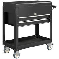 WERKSTATTWAGEN abschließbar mit 2 Schubladen, Schiebedeckel, Ablage Schwarz - Schwarz, Metall (38/80/130cm) - HOMCOM