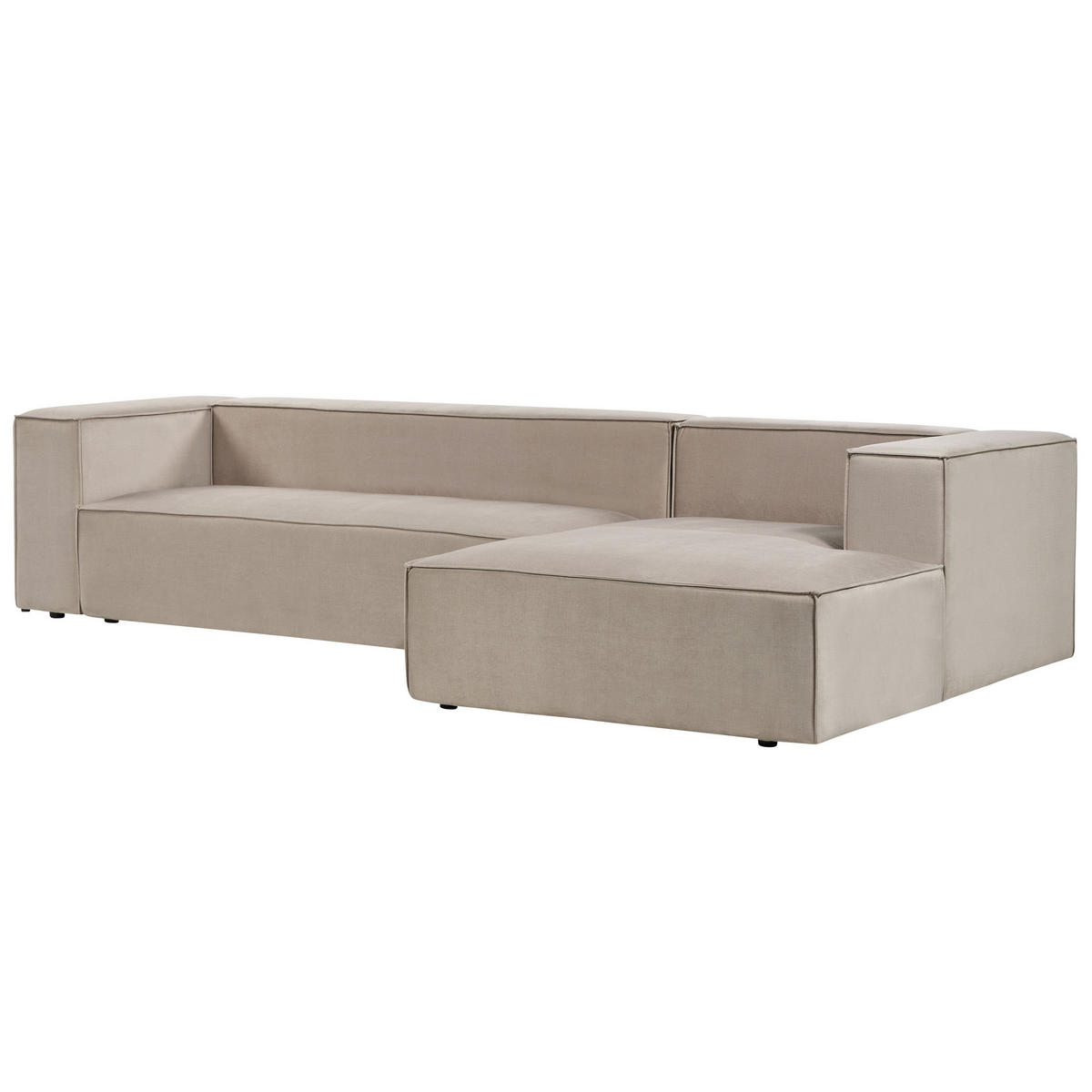 3-SITZER-ECKSOFA Samtstoff taupe rechtsseitig Vernon - Taupe, Textil (330/178cm) - Beliani