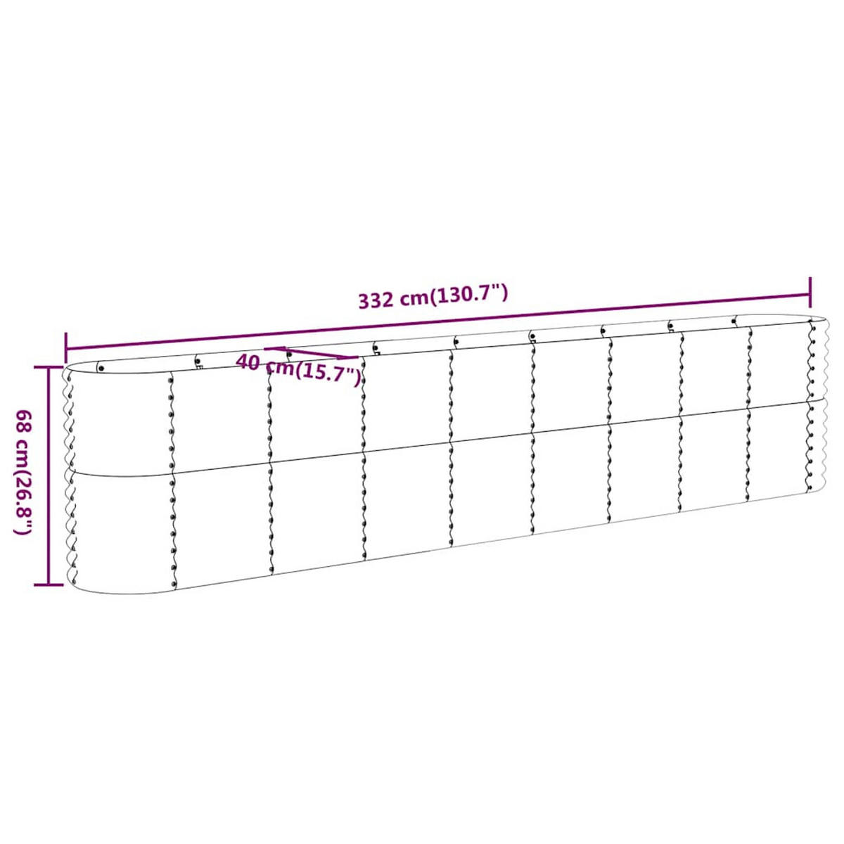 HOCHBEET Verzinkter Stahl 332/40/68 Cm Anthrazit - Anthrazit, Metall (332/68/40cm) - vidaXL