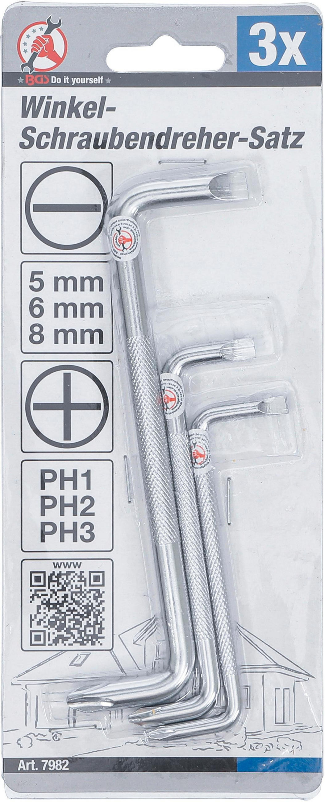 WINKEL-SCHRAUBENDREHER-SATZ | SCHLITZ / KREUZSCHLITZ | 3-TLG. - Multicolor, Kunststoff/Metall (1/1cm) - BGS technic