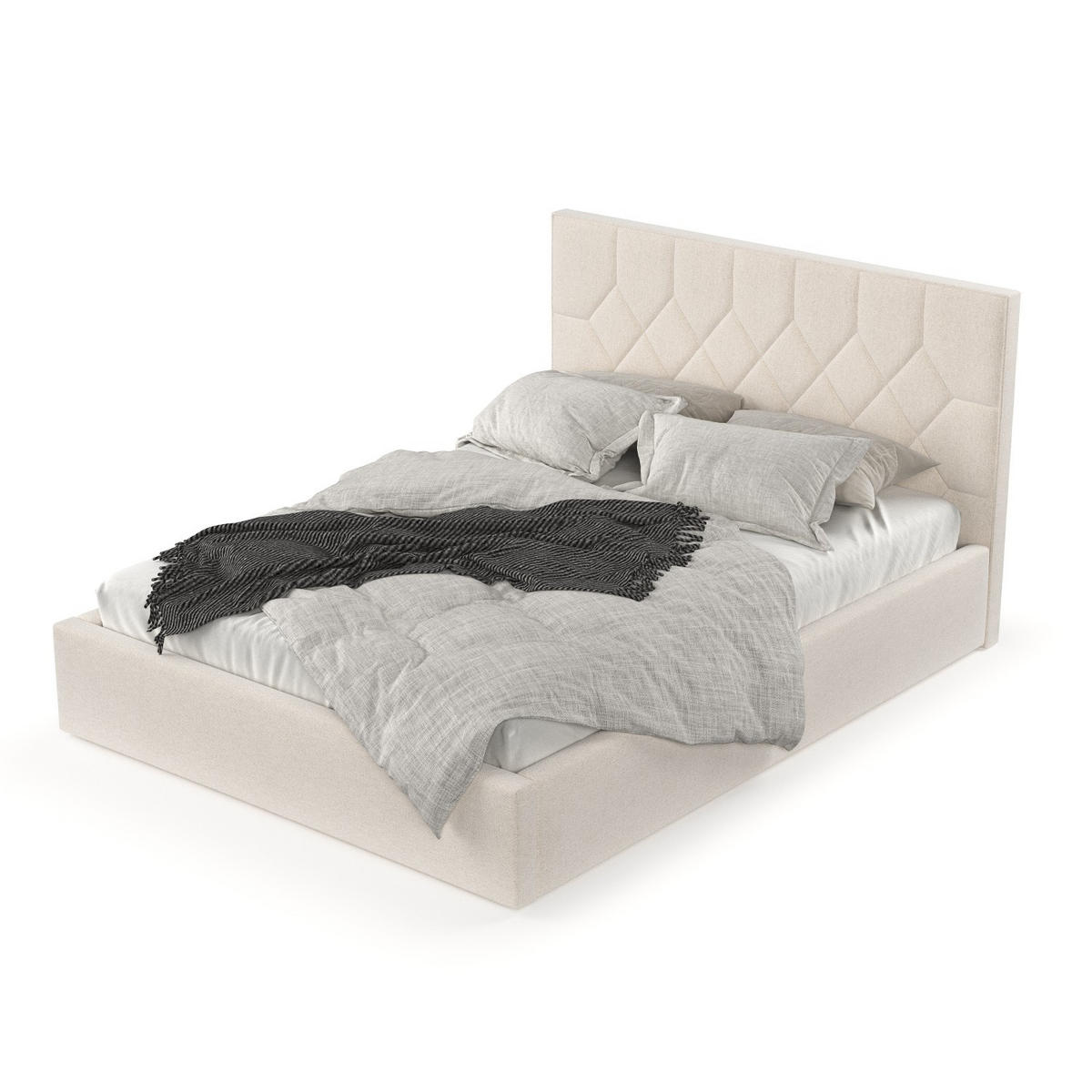 POLSTERBETT Brisa 180/200 cm Ecru im Asti Stoff - Ecru/Schwarz, Holz/Holzwerkstoff (180/200cm) - AltaBeds