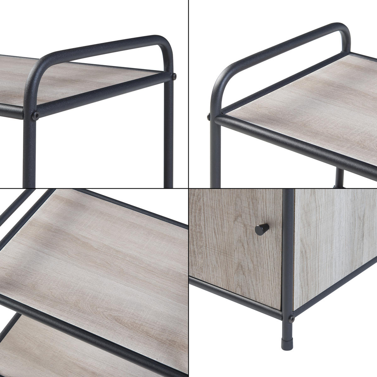 BEISTELLTISCH Gulen - Eichefarben/Schwarz, Holzwerkstoff/Metall (33/43/60cm) - [en.casa]