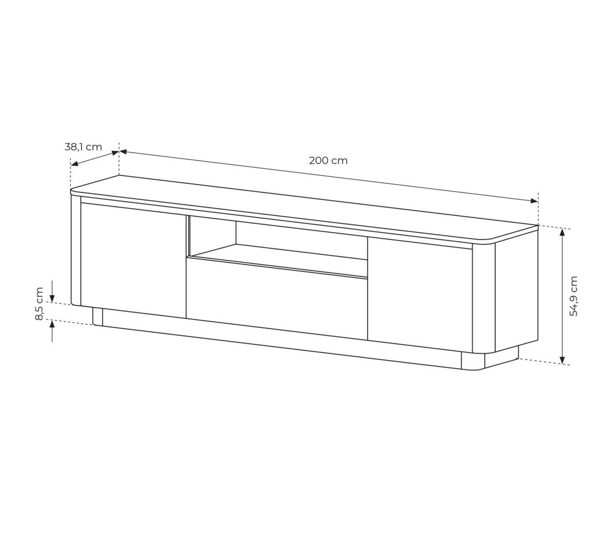 TV-LOWBOARD TORRO Beige 200x38x55 cm - Beige, Holzwerkstoff (200/55/38cm) - FURNLUX