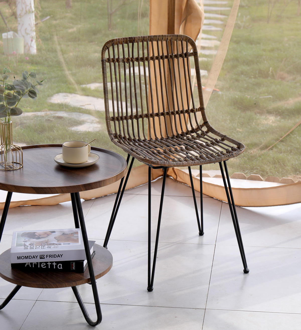 STUHL 2er-Set Rattan Braun - Braun, Holz (42/82/46cm) - Nordlys