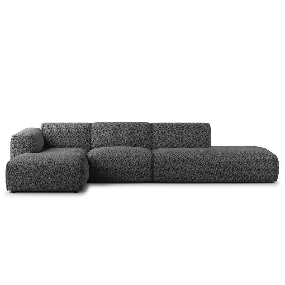 ECKSOFA mit Chaiselongue - Anthrazit/Schwarz, Kunststoff/Textil (290/173cm) - home24