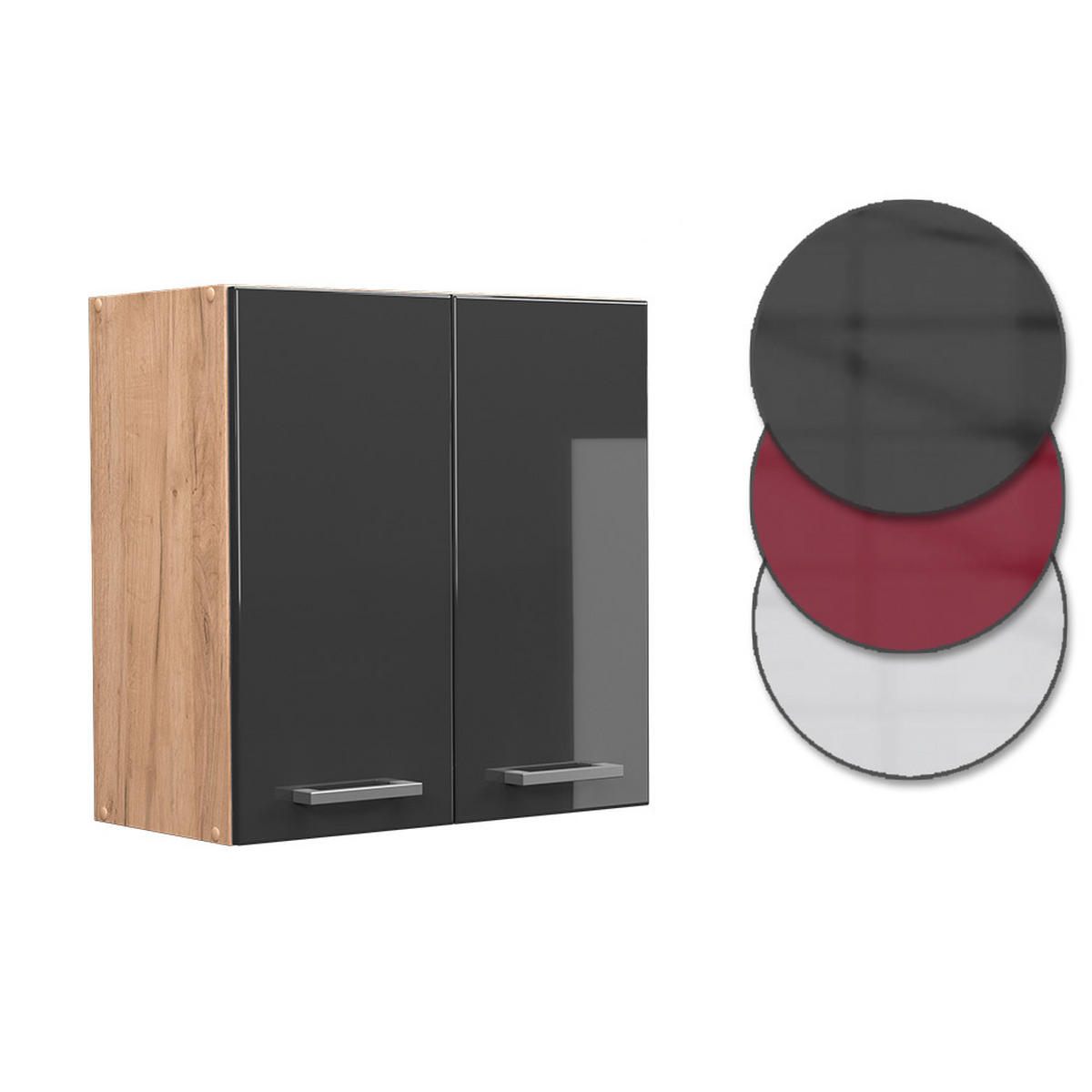 HÄNGESCHRANK R-Line Anthrazit Hochglanz 60 cm - Honigeiche/Schwarz Hochglanz, Holzwerkstoff (60/60/31cm) - Vicco