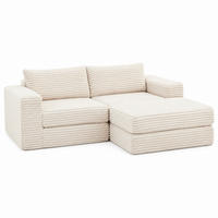 SOFA-BETT modular mit beweglicher Fußstütze Cord Beige - Beige, Kunststoff (169.5/194cm) - Meubliv