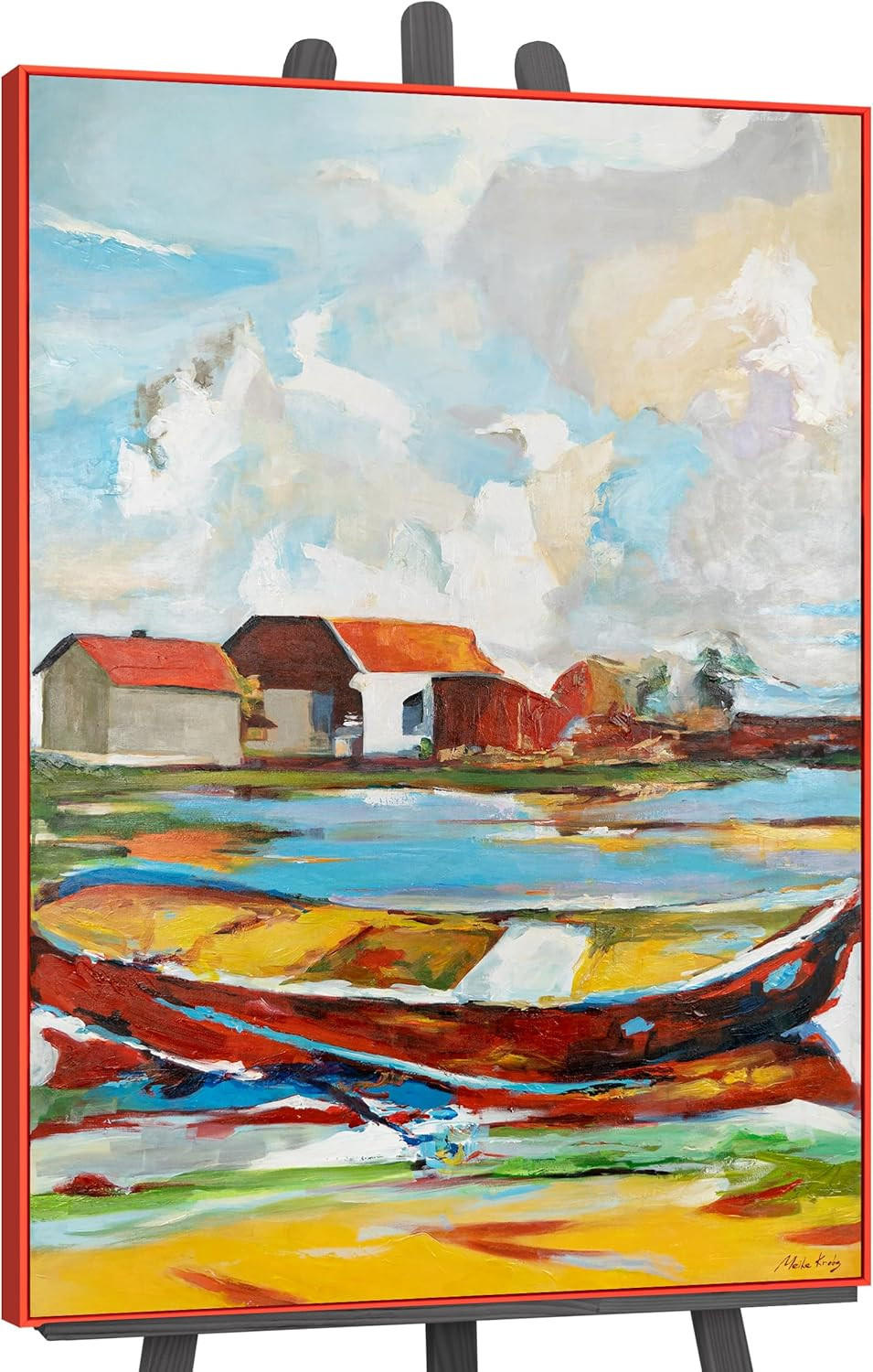 GEMÄLDE Gezeiten der Inspiration Schattenfugenrahmen Rot 140x100 cm - Rot, Holz (140/100cm) - YS-art gallery
