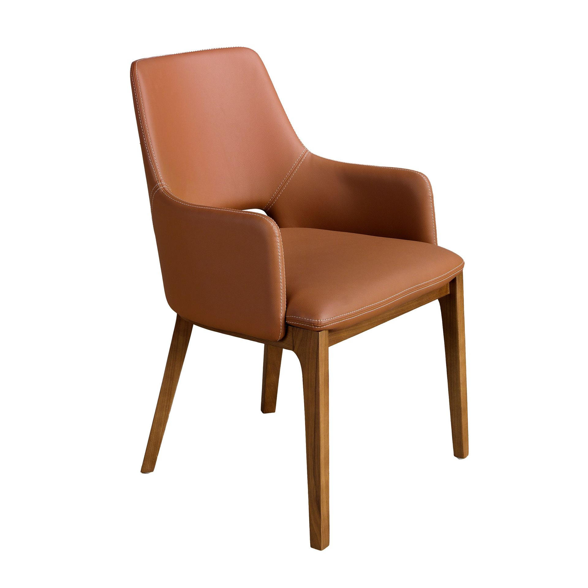 STUHL asymmetrisch Braun Walnuss 54/61/83 cm - Braun, Leder/Holz (54/83/61cm) - ANGEL CERDA