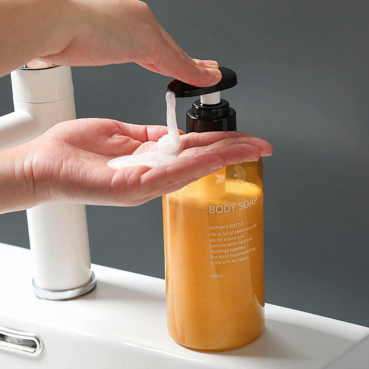 PUMPFLASCHEN-SET 3er-Pack 500ml Bernstein - Braun, Kunststoff (5/5/10cm)