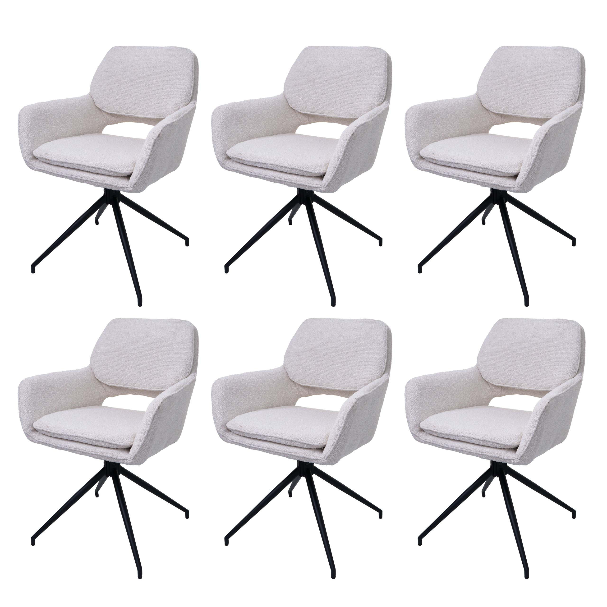 ESSZIMMERSTUHL Cremeweiß 6er-Set - Weiß, Textil (57/86/61cm) - MCW