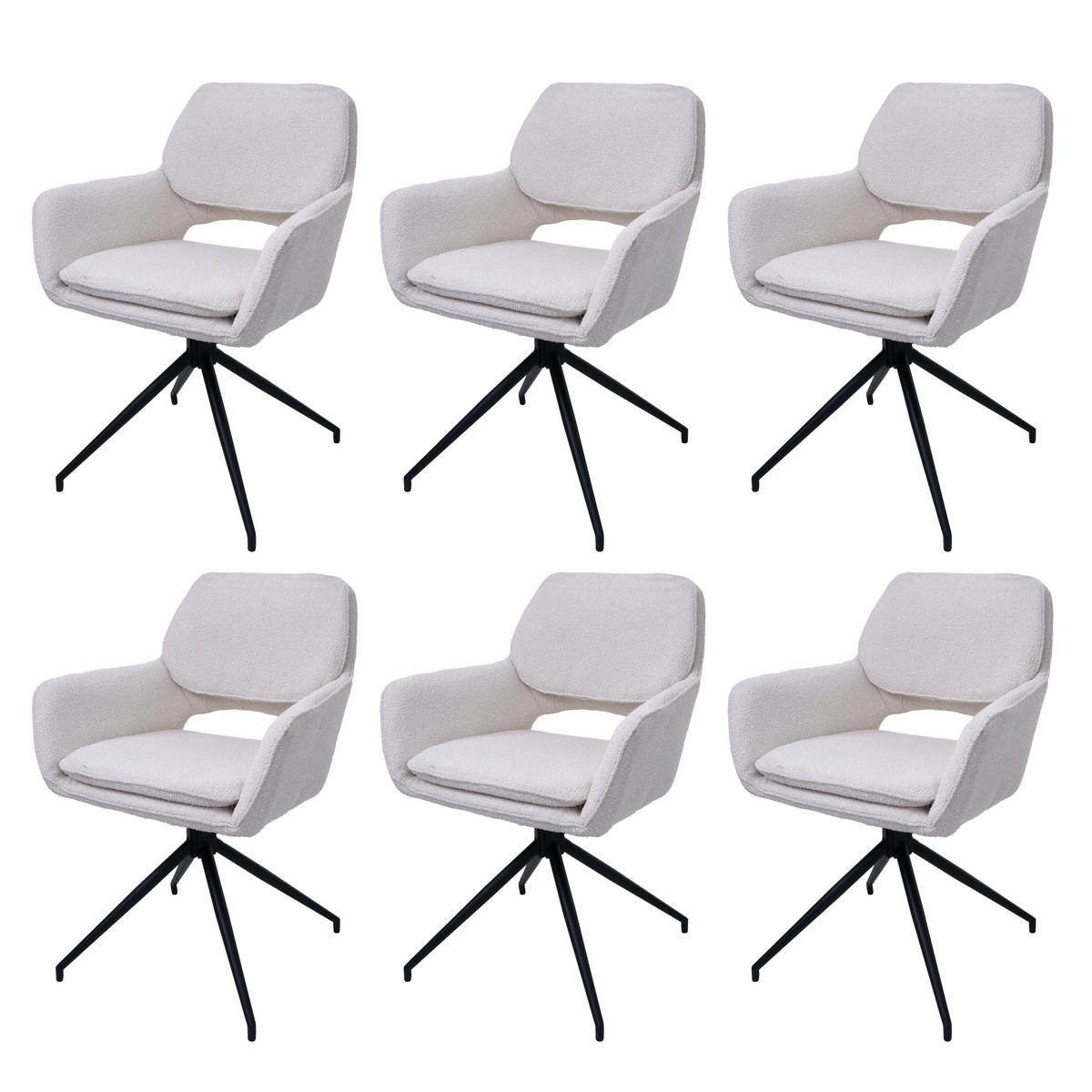 ESSZIMMERSTUHL Cremeweiß 6er-Set - Weiß, Textil (57/86/61cm) - MCW