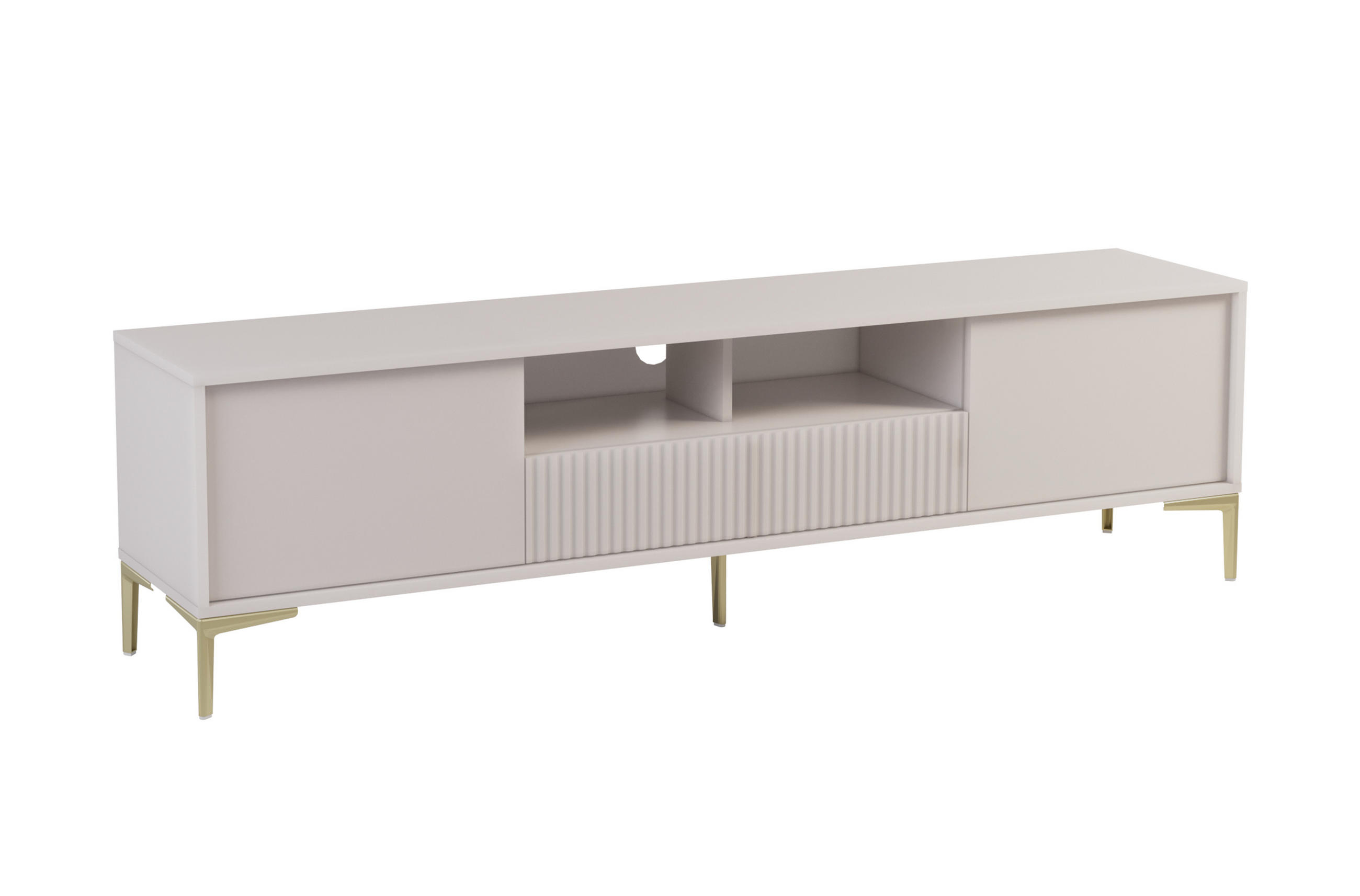 LOWBOARD Urgano 4T Beige 179,5/51,5/51,5 cm – 4 Türen - Beige/Goldfarben, Holzwerkstoff/Metall (179.5/51.5/51.5cm) - AX Living